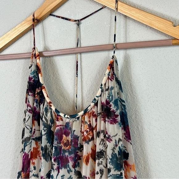 Zara Maxi Dress Women's XS Floral Racer Back Asymmetrical Hem Strappy Lined - Picture 3 of 7